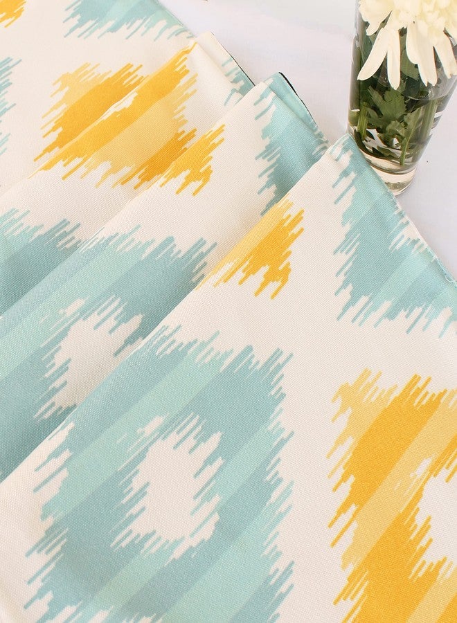 STITCHNEST Ikat Yellow Teal Printed Poly Cotton Table Runner and Bed Runner (13 x 60 Inches ) - Image 4